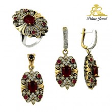 Gümüş Otantik Taşlı Set